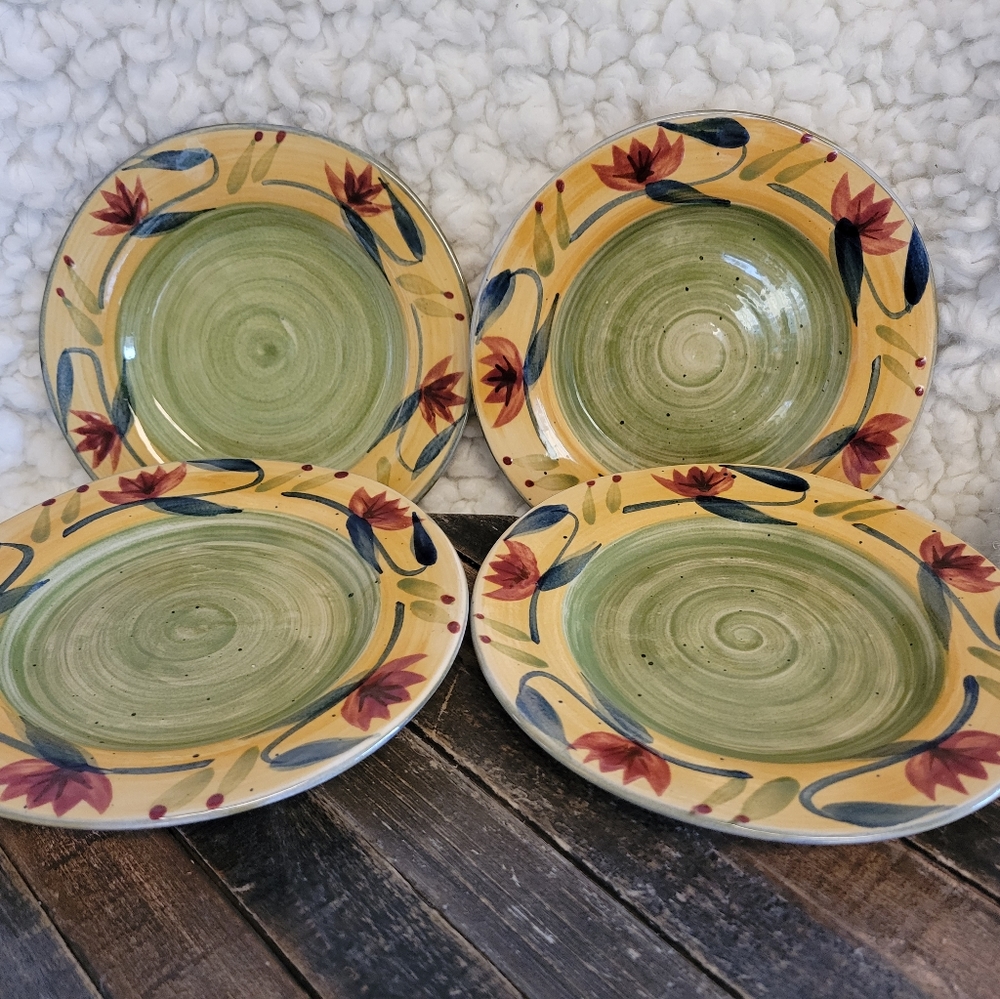 Pier 1 Stoneware Set of 4 Salad Plates - Pattern "Elizabeth"  8" Diameter